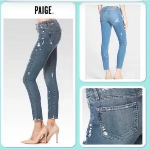 Nwt- PAIGE Jimmy Jimmy Skinny Paint Splatter Jeans -26 - Picture 1 of 6
